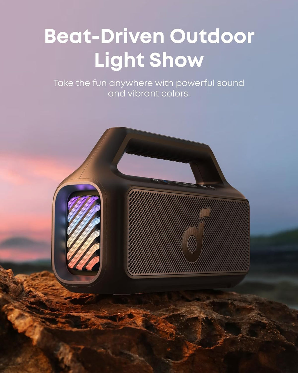 Outdoor Speaker, 80W, Subwoofer, BassUp 2.0, 24H Playtime, IPX7 Waterproof, Floatable, RGB Lights, USB-C, Custom EQ, Bluetooth 5.3, Portable for Camping, Beach, and Backyard wourant
