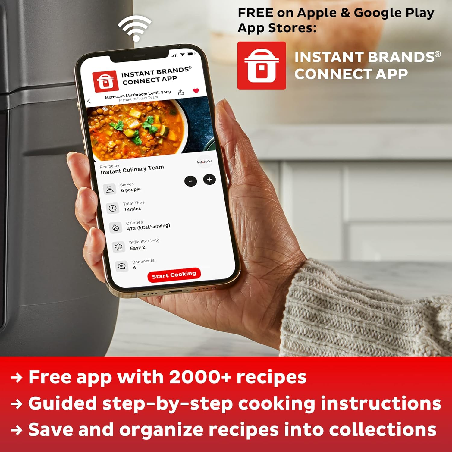 9-in-1 Multicooker, Pressure Cooker, Slow Cook, Rice Maker, Steamer, Sauté, Yogurt, Warmer & Sterilizer, Includes App With Over 800 Recipes, Stainless Steel, 6 Quarts wourant