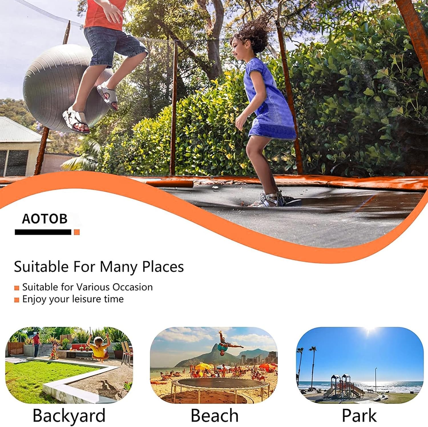 AOTOB 8FT 10FT 12FT 14 FT 15FT Trampoline with Safety Enclosure Net，Outdoor Trampoline with Basketball Hoop, Heavy Duty Jumping Mat and Spring Cover Padding for Kids and Adults, Storage Bag and Ladder wourant