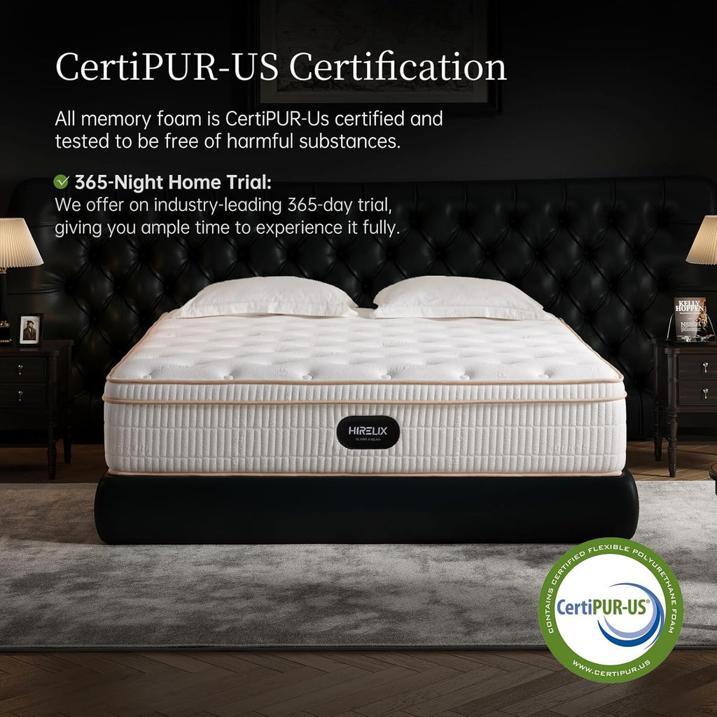 14 Inch Queen Hybrid Mattress, Cooling Gel Memory Foam & Zoned Pocket Coils, Pressure Relief, Motion Isolation, Breathable Bed in a Box, CertiPUR-US Certified wourant