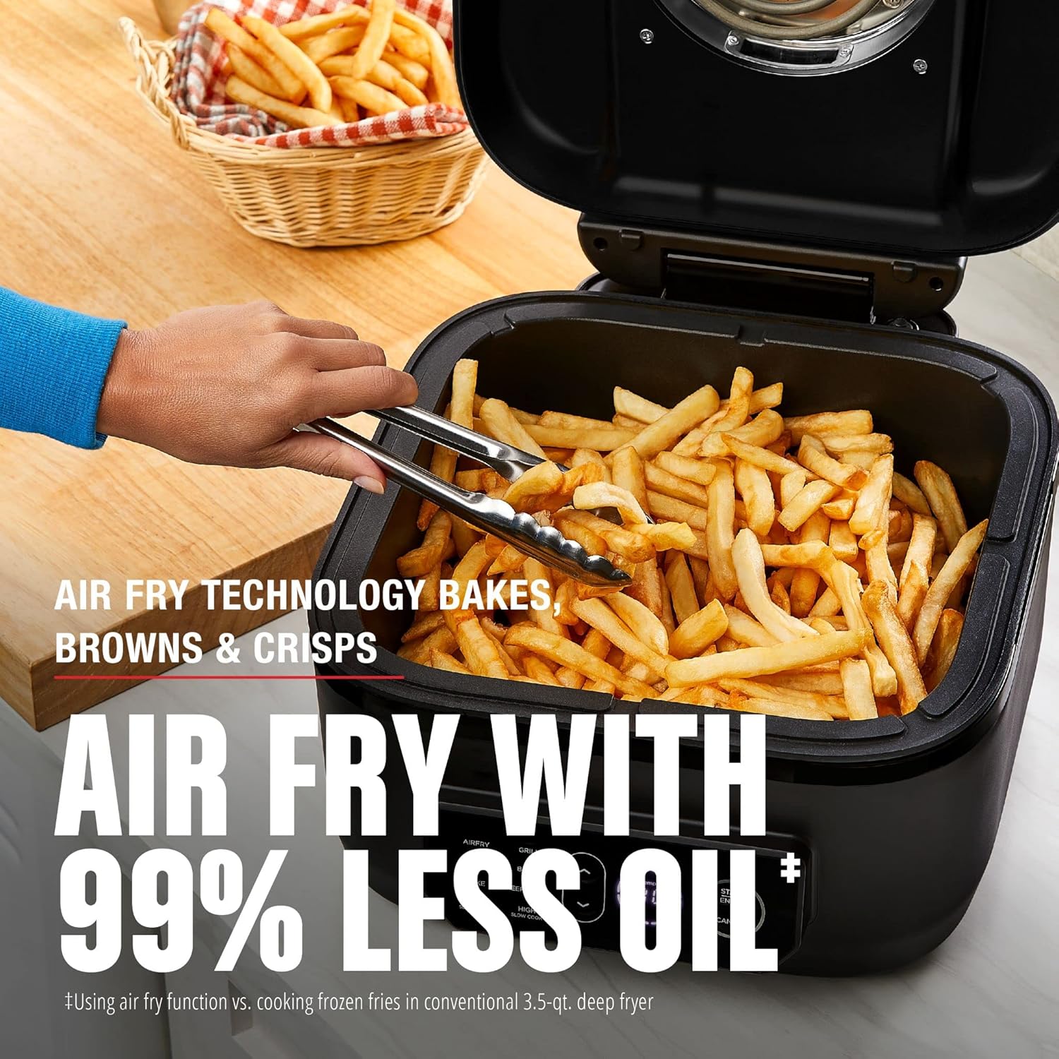 George Foreman Beyond Grill?7-in-1 Electric Indoor Grill with Air Fry Technology, MCAFD800D, Black, Large woonhhop