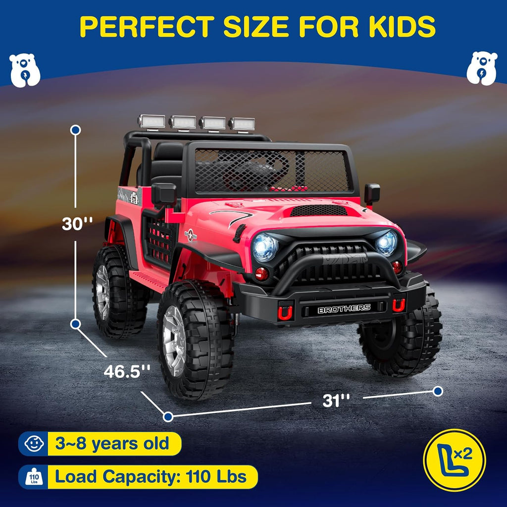 L8 Ride On Car, 2 Seater, 12V Kids Electric Car w/Remote Control, 4-Wheel Suspension, Bluetooth Speaker, Multi Music Modes, 3 Speeds, LED Lights, Xmas & Birthday Gift Ideas for Kids Ages 3+ wourant