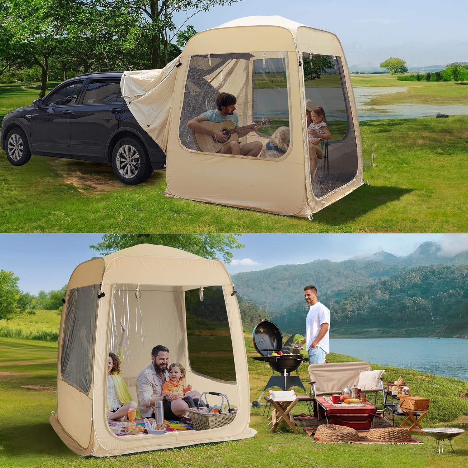Alvantor Screen House Gazebo, 6-10-15 Person Pop Up Igloo Screened Canopy Tent with Mosquito Netting Sides, Instant UV Resistant Sun Shelter for Garden, Patio, Backyard wourant