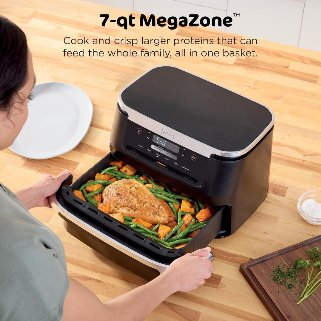 Ninja Foodi 10QT 6-in-1 DualZone Smart XL Air Fryer, 2 Independent 5QT Baskets, Smart Cook Thermometer, Match Cook, Smart Finish, Air Fry, Roast, Bake, Dehydrate, Reheat, Grey, DZ550 wourant