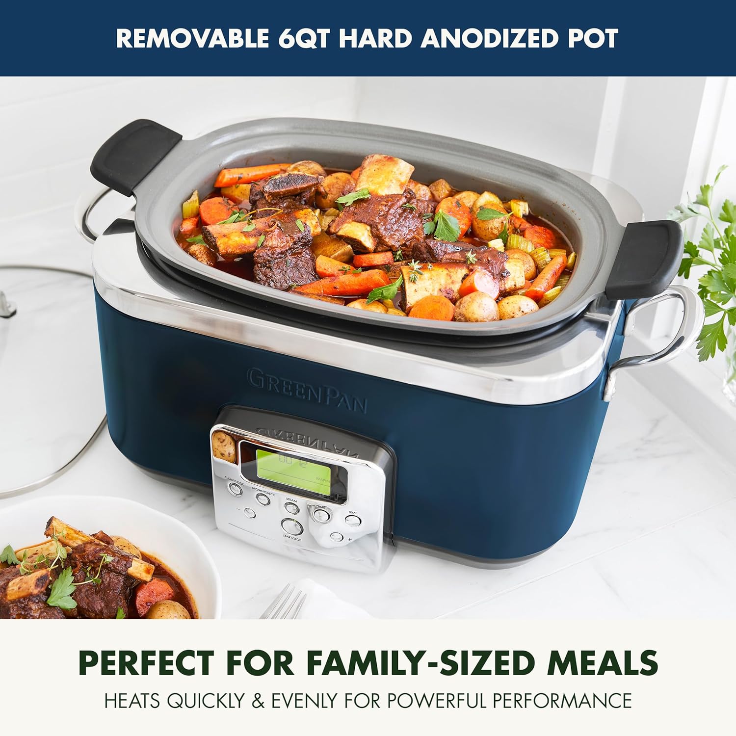 8-in-1 Programmable 6QT Electric Slow Cooker with Dishwasher-Safe Lid and Removable Base wourant