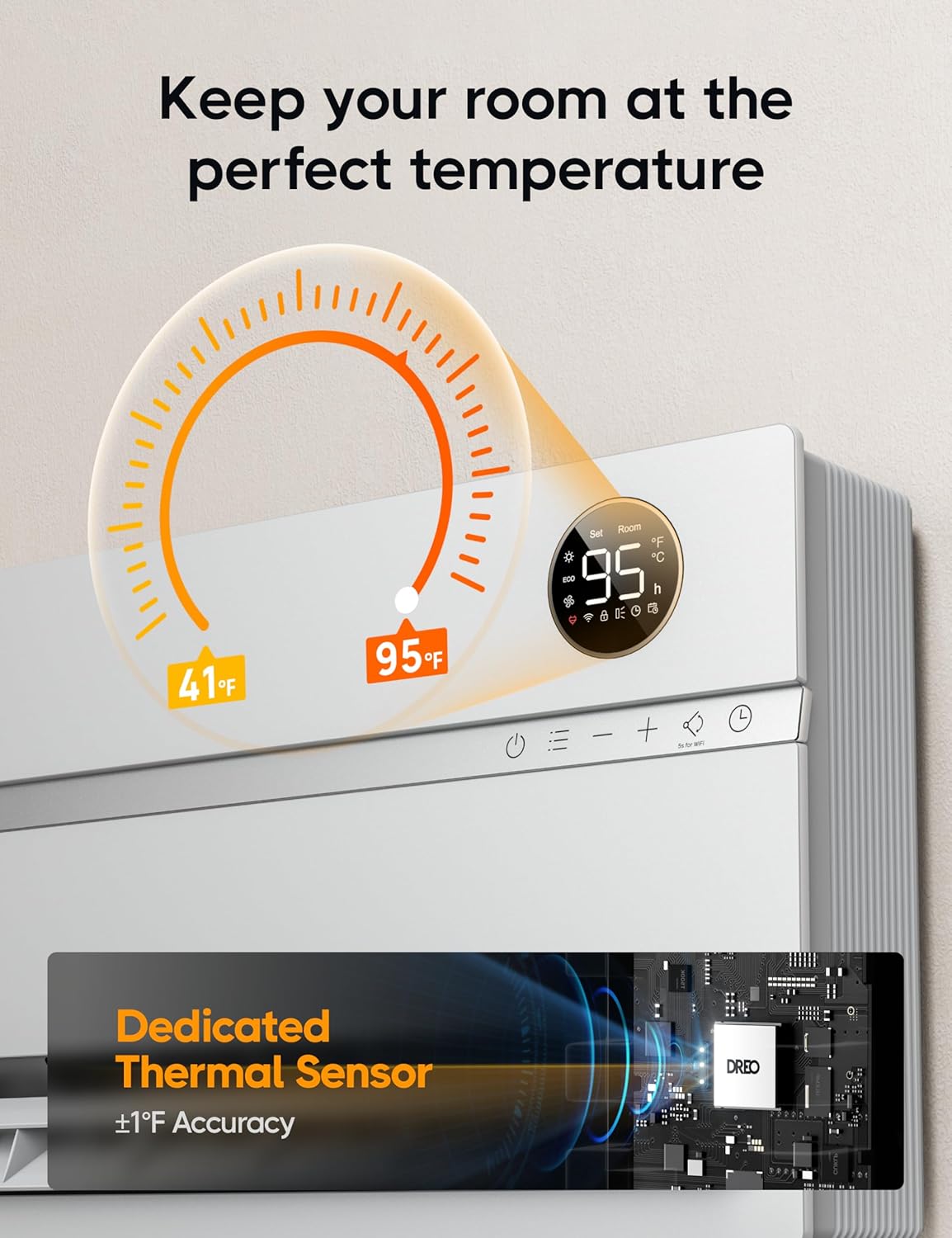Smart wall mounted heater, bedroom electric heater, 1500W adjustable thermostat 24-hour timer easy to install indoor heater wourant