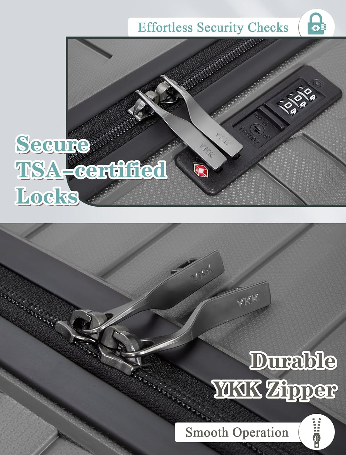 5-piece luggage set with wheels, ABS hardshell suitcase with spinner wheels wourant