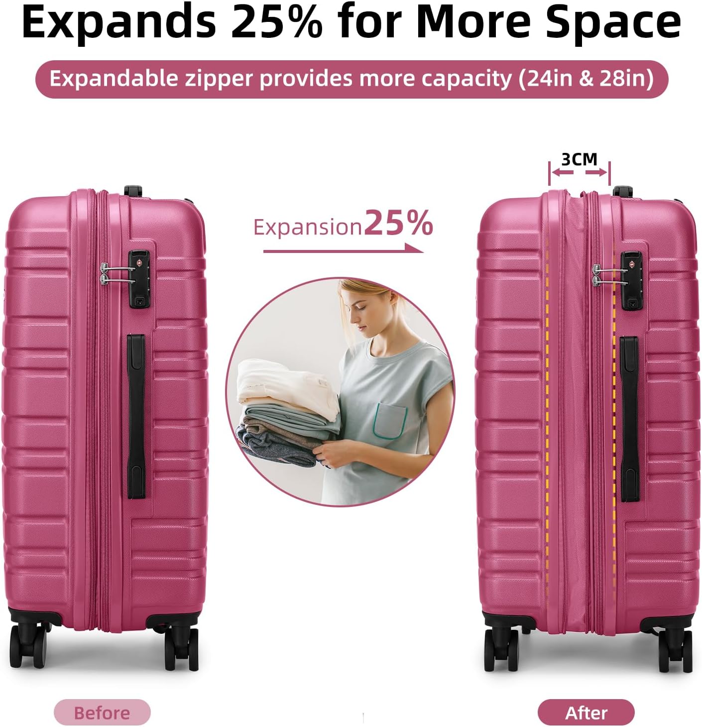 6-piece luggage set, expandable hardshell suitcase set with spinner wheels, lightweight rolling luggage set wourant