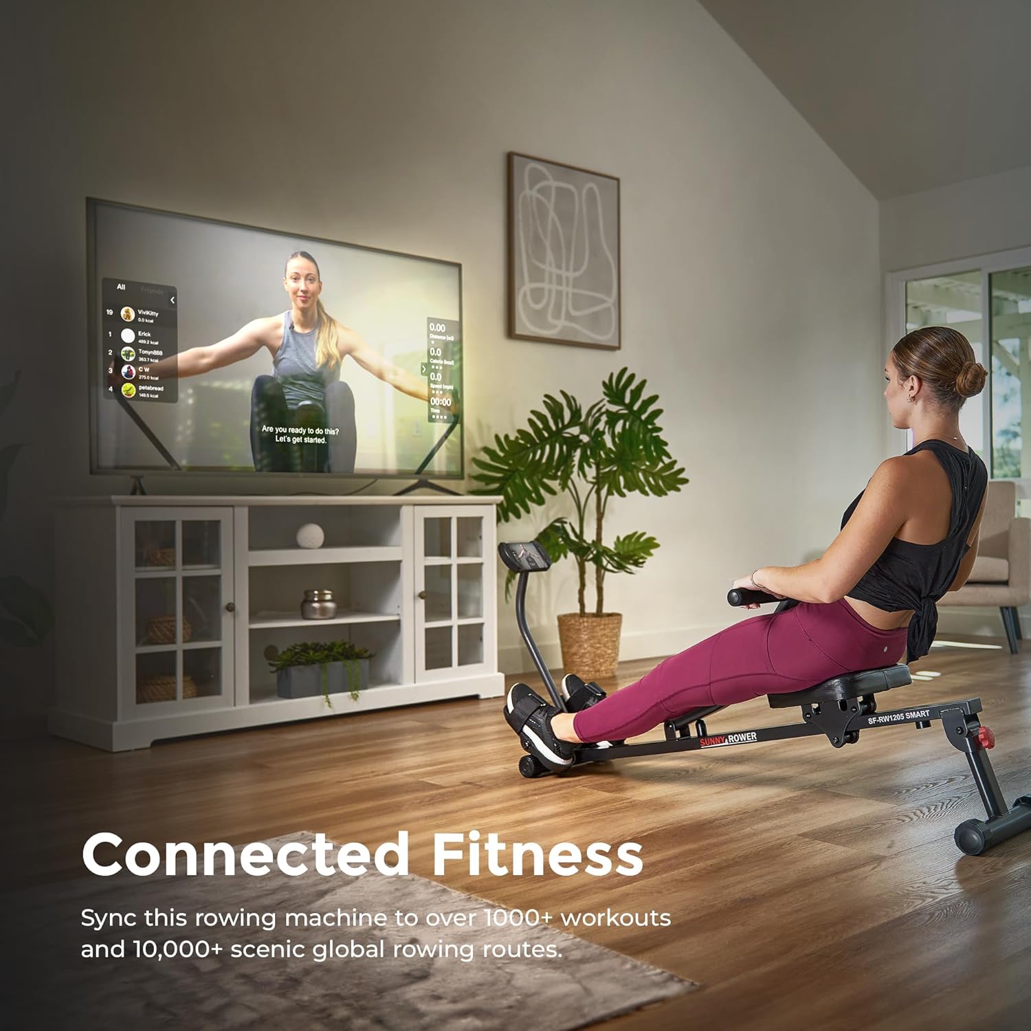 Sunny Health & Fitness Compact Adjustable Rowing Machine with 12 Levels of Resistance for Complete Body Workouts and Optional Free SunnyFit App Enhanced Connectivity wourant