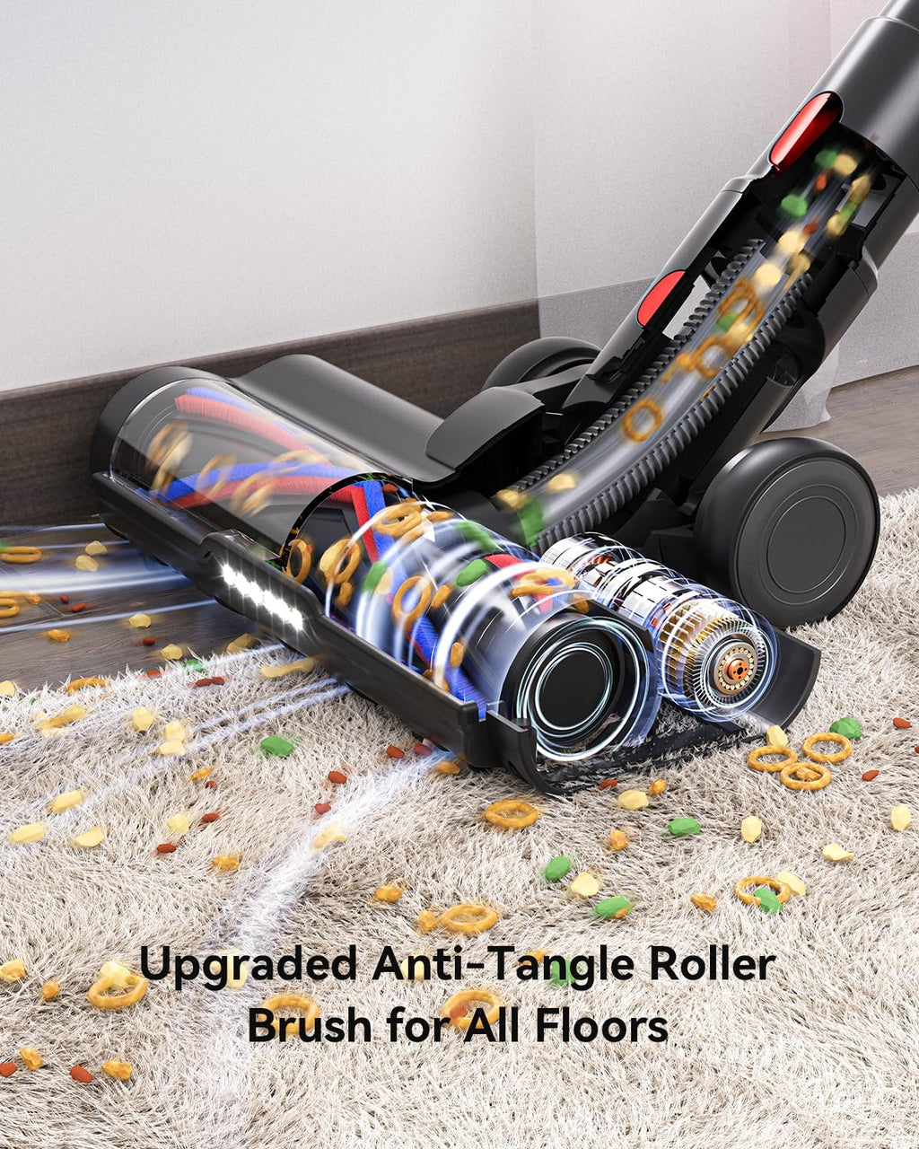 Cordless Vacuum Cleaner, Upgraded 55KPA 650W 70Mins Stick Vacuum with Hurricane Mode, Self-Standing, Touch Screen, 1.8L Dust Cup, Anti-tangle Wireless Vacumm, Vacuum Cleaners for Home/Pet Hair/Carpets woonhhop