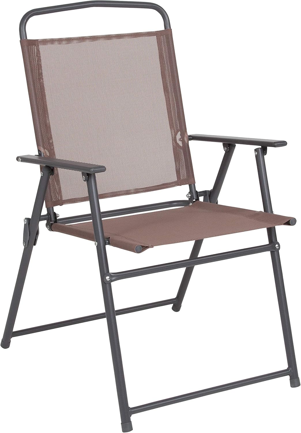 EMMA + OLIVER 6 Piece Brown Patio Garden Set with Umbrella Table and Set of 4 Folding Chairs wourant