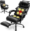 Massage Office Chair with Footrest, Large and Tall Leather Office Chair 500 lbs wourant