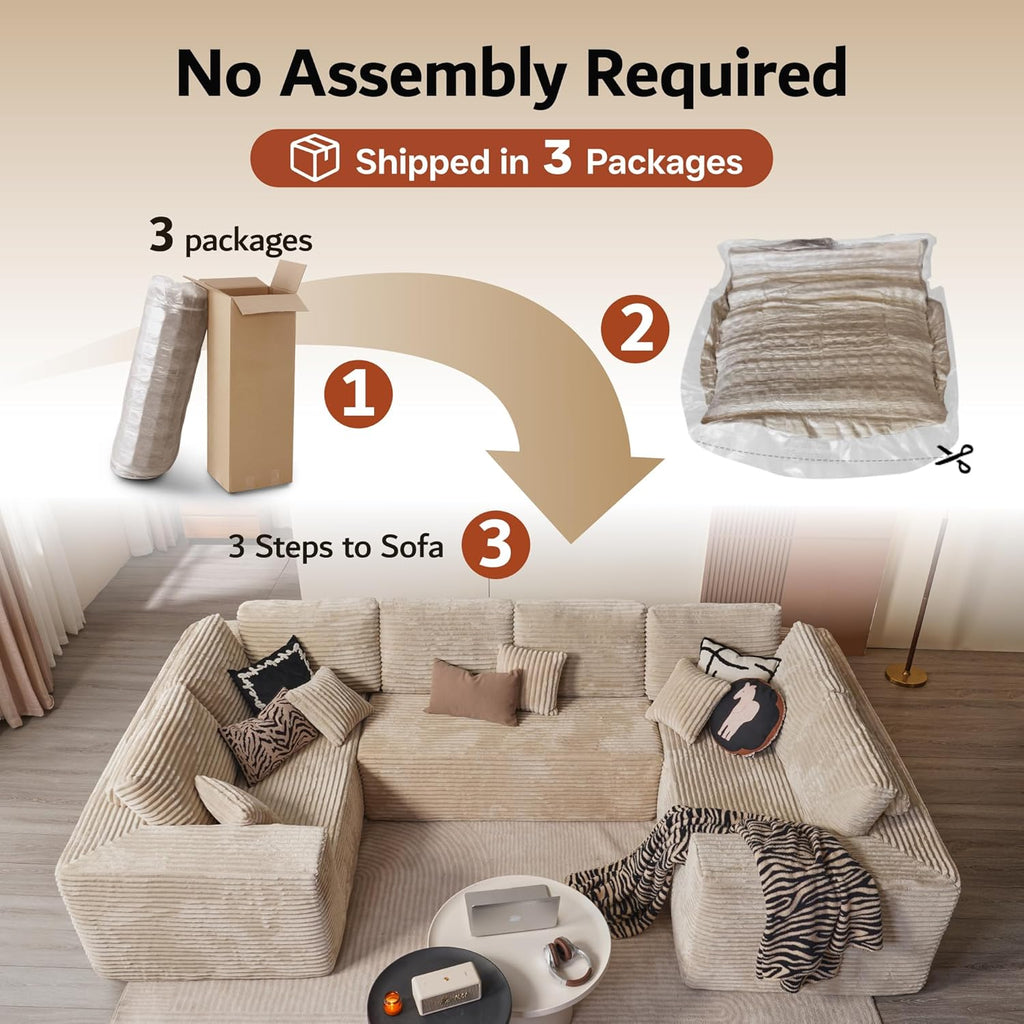 Ovios 104" Cloud Section Sofa L-shaped lounge chair, modern modular sofa wourant