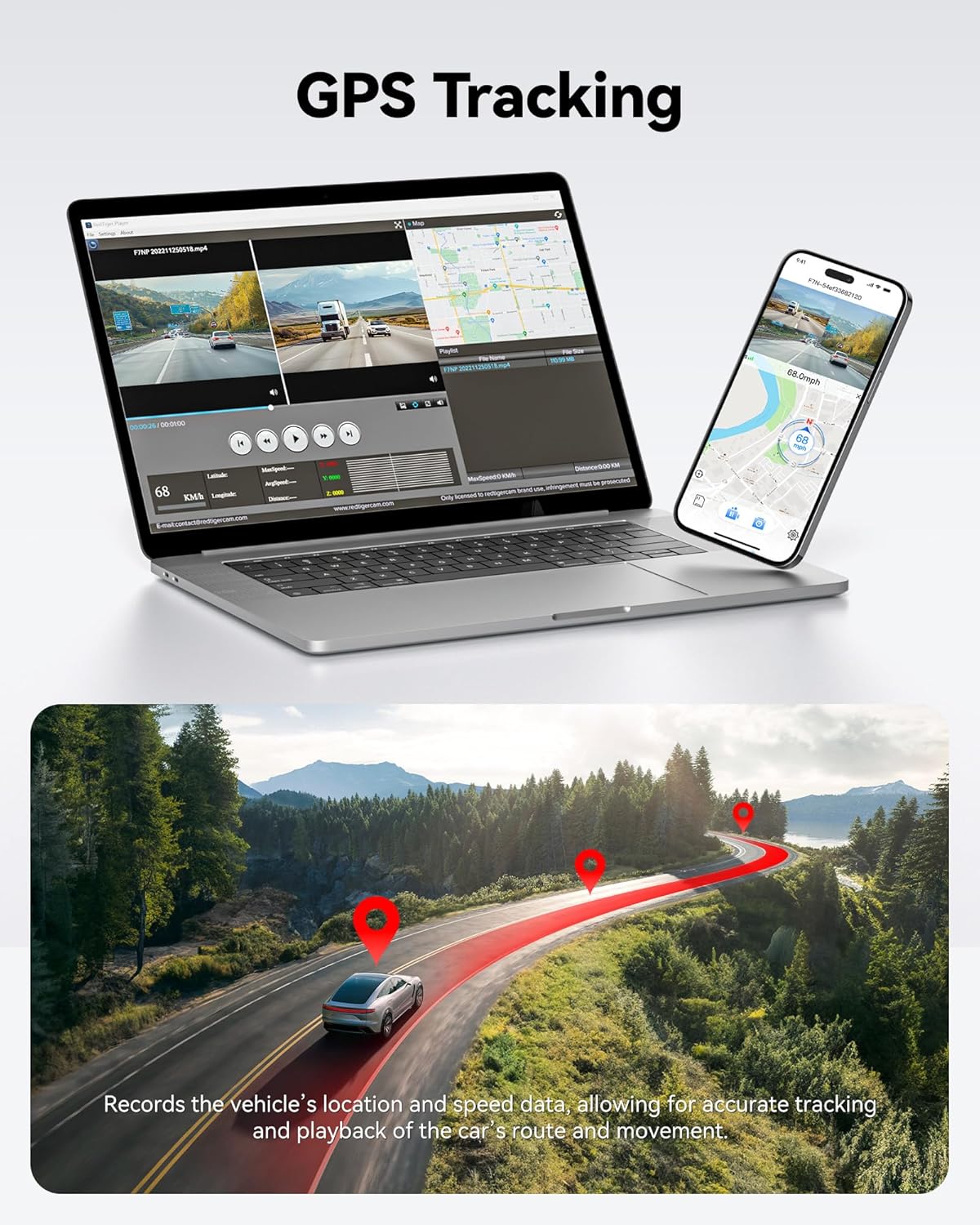 Dash Cam Front Rear 4K/2.5K Full HD Dash Camera Included 32GB Card Built-in Wi-Fi GPS wourant