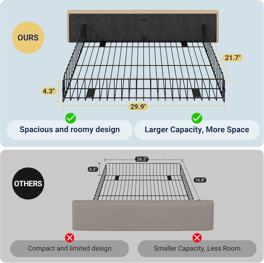 Allewie Upholstered Queen Size Platform Bed Frame with 4 Storage Drawers and Headboard wourant