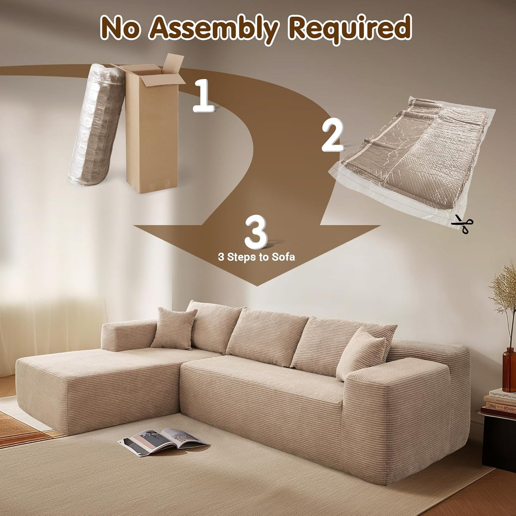 Ovios 104" Cloud Section Sofa L-shaped lounge chair, modern modular sofa wourant