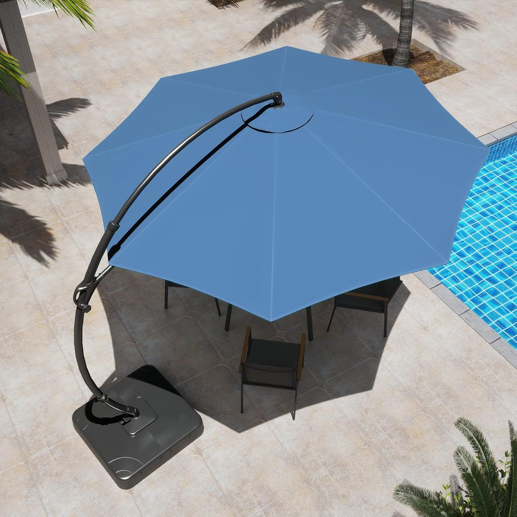 LAUSAINT HOME Outdoor Patio Umbrella with Base included, 11 FT Deluxe Curvy Cantilever Umbrella Heavy Duty Offset Hanging Umbrella with 360° Rotation for Market, Pool, Garden, Backyard, Deck (Beige) wourant