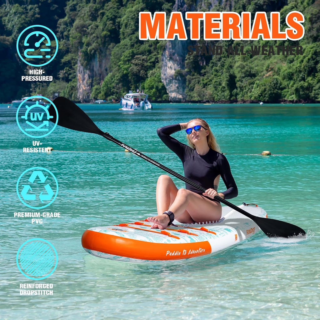 FunWater Inflatable Stand Up Paddle Board with Premium SUP Paddle Accessories, Non-Slip EVA Deck, 11'/10'6' Paddle wourant