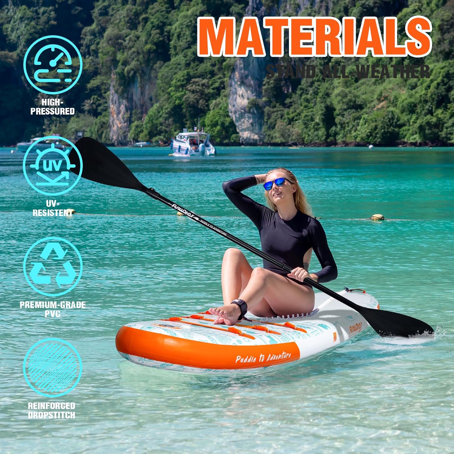 FunWater Inflatable Stand Up Paddle Board with Premium SUP Paddle Accessories, Non-Slip EVA Deck, 11'/10'6' Paddle wourant