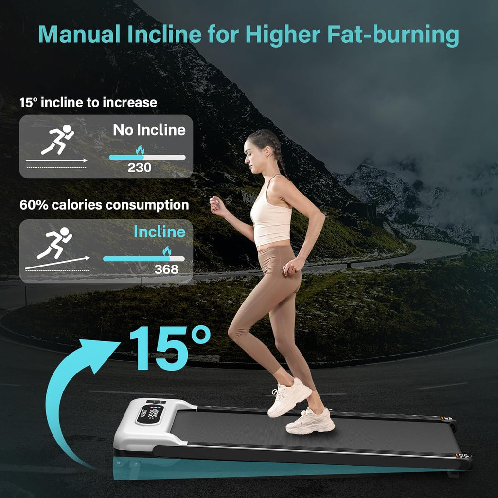 2.5 HP Portable Treadmill with Inclined Walking Pad, Panel and Remote, 4-in-1 Walking Treadmill, 265 lb Capacity wourant