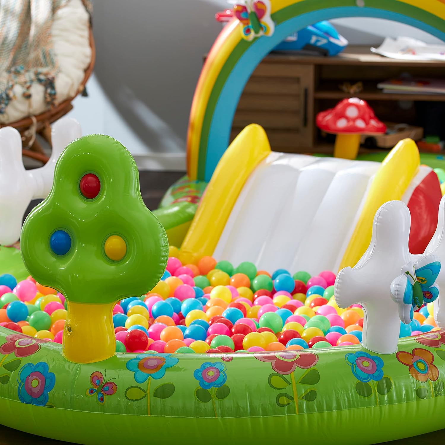 Intex 96" x 78" x 28" Inflatable Jungle Adventure Play Center Spray Kiddie Pool - Backyard Kids Water Slide, Outdoor Blow-Up Splash Pad for Toddlers wourant