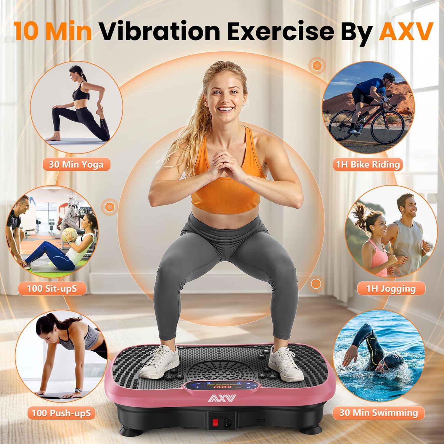 AXV Vibration Plate Fitness Platform Trainer Suitable for men and women to lose weight and burn fat at the gym wourant