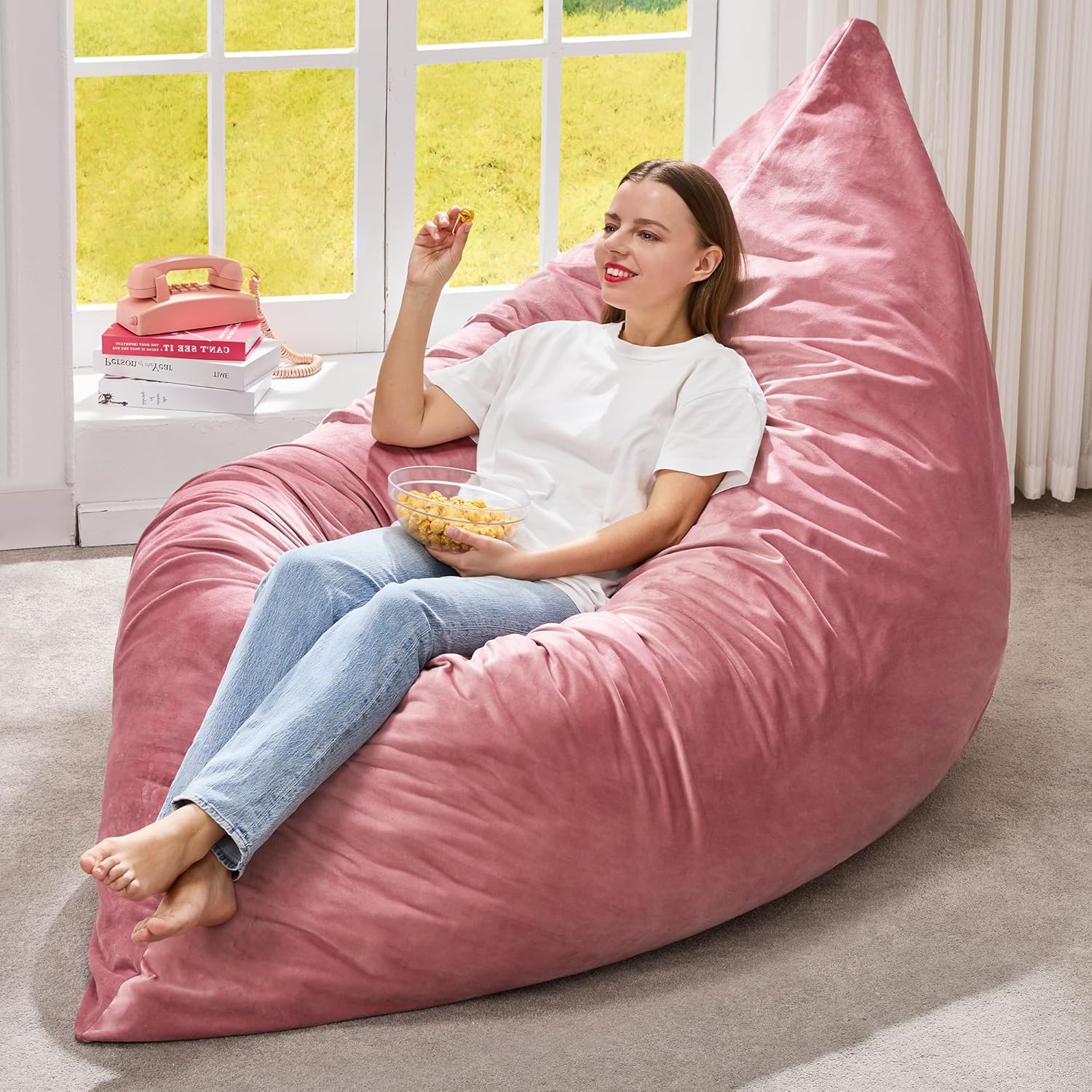 Hobestluk 3 in 1 Bean Bag Chair Giant Bean Bag Chairs Convertible Bean Bag Floor Cushion wourant