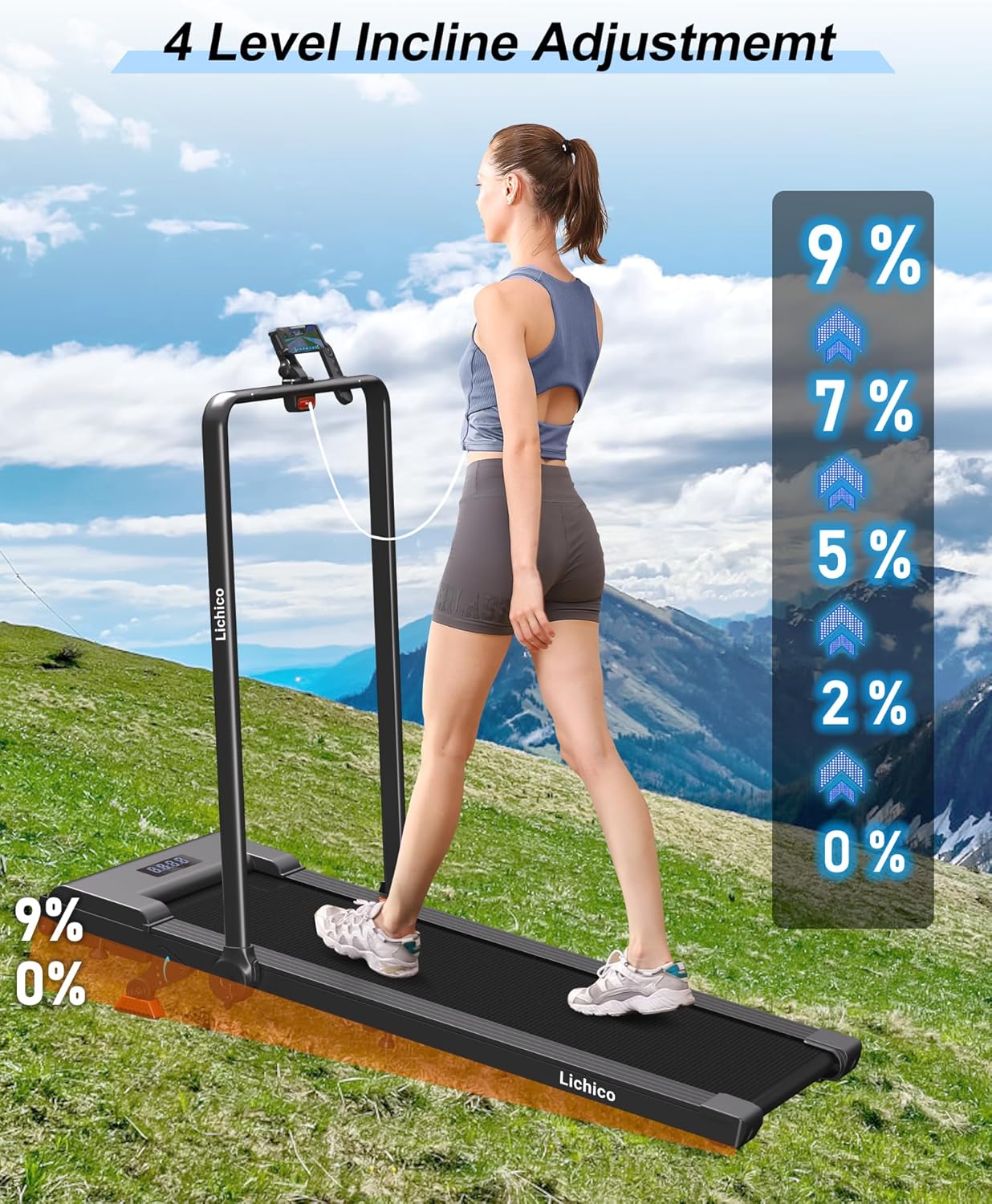 Lichico Walking Pad Under Desk Treadmill, Ultra-Quiet Brushless Electric Walking and Jogging Treadmill with Remote Control wourant