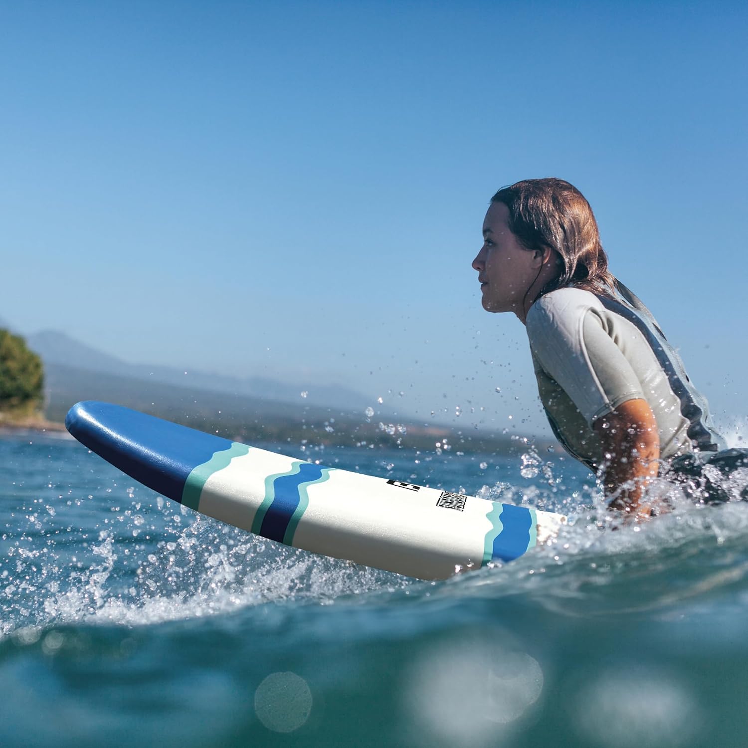 6 FUNBOARD Surfboard Softboard Foam Include (3) Fins 6 Foot Leash and (2) Wood Stringers wourant