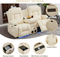 TUNYI Power Loveseat Recliner Sofa with Massage & Heat Home Theater Seating with Console Electric Recliner RV Sofa with USB/Outlet/Storage/Side Pocket/LED Light/Speaker (Brown, Loveseat) wourant