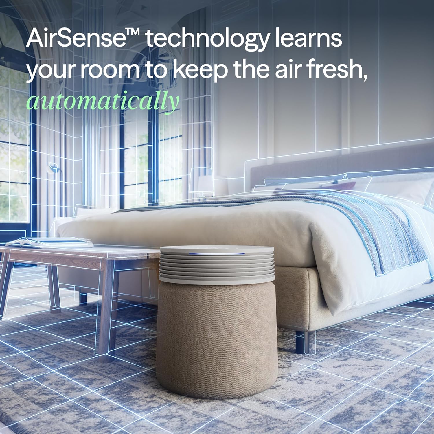 BLUEAIR Air Purifier for Large Rooms & Home - Odor Eliminating Cleans up to 3385 ft², HEPASilent, Smart WiFi, Auto Mode, Doubles as Table, Removes Dust, Smoke, Pet Hair, AHAM Verified, Blue Signature woonhhop