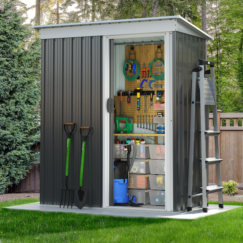 Aoxun 6.2x4ft Shed Outdoor Storage Shed with Lockable Door Metal Garden Tool Shed wourant