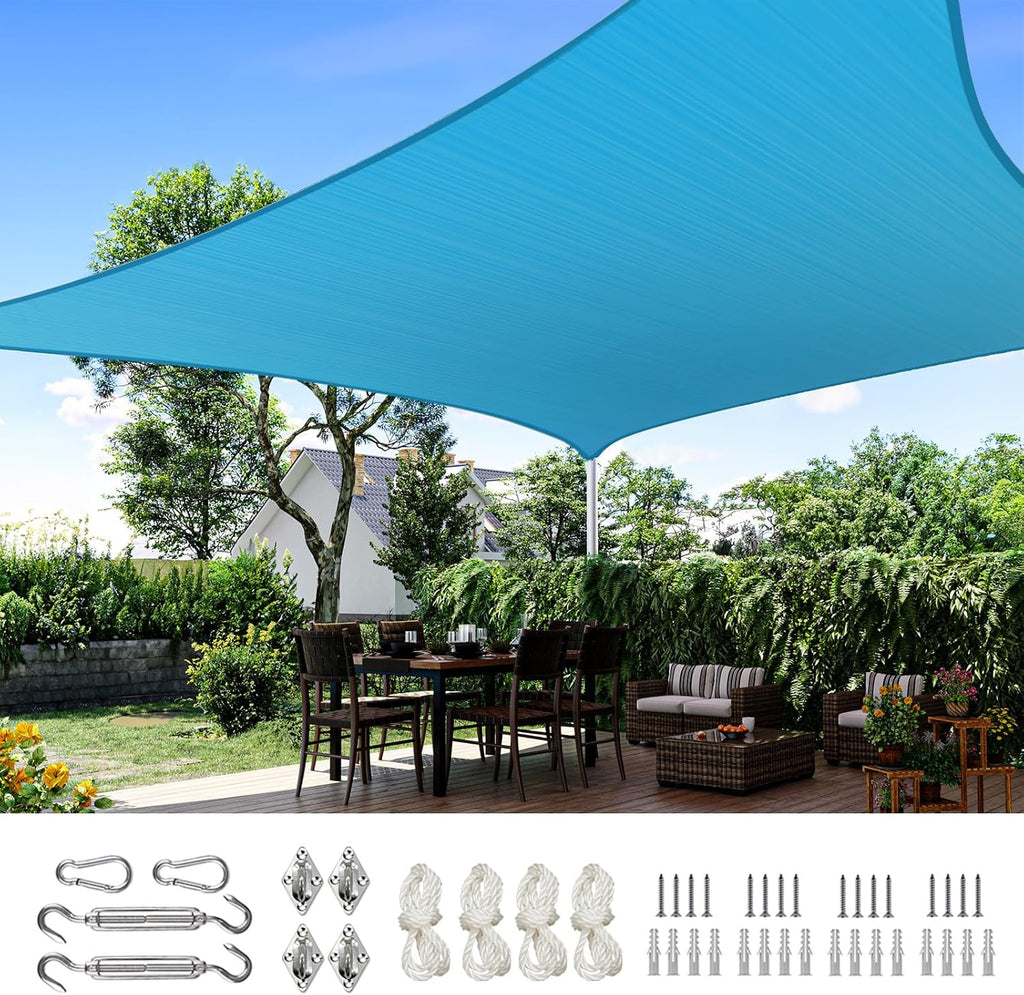 Quictent Sun Shade Sail for Patio, 185GSM Heavy Duty Rectangular Outdoor Sunshades UV Block Outside Canopy Cover for Backyard White and Grey Multi 20x26ft woonhhop