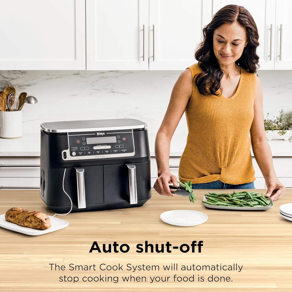 Ninja Foodi 10QT 6-in-1 DualZone Smart XL Air Fryer, 2 Independent 5QT Baskets, Smart Cook Thermometer, Match Cook, Smart Finish, Air Fry, Roast, Bake, Dehydrate, Reheat, Grey, DZ550 wourant