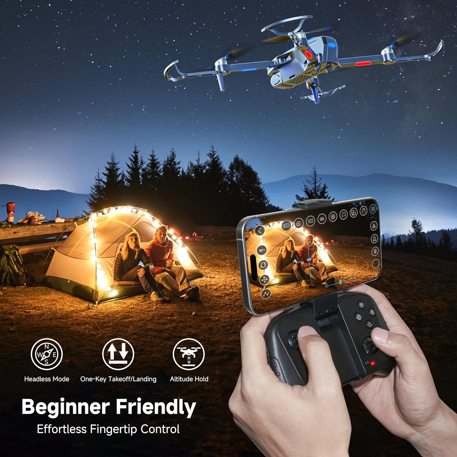 Adult drone with camera, 4K brushless motor drone, suitable for children beginners, FPV foldable remote control quadcopter wourant