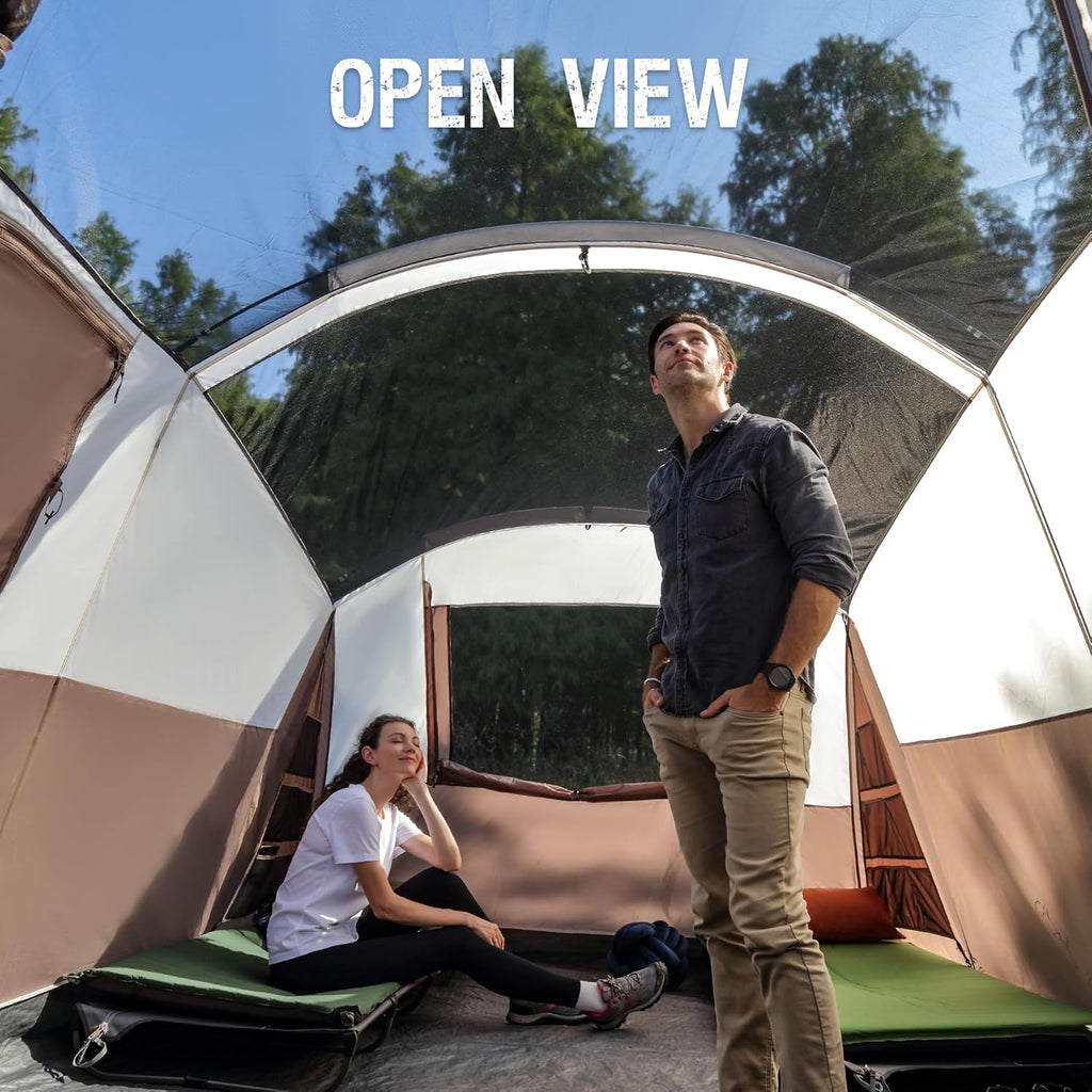 PORTAL 6/8/10 Person Family Camping Tent with Screen Room, Water Resistant Big Tunnel Tent with Rainfly, Large Family Tent for Outdoor Camping, Party wourant