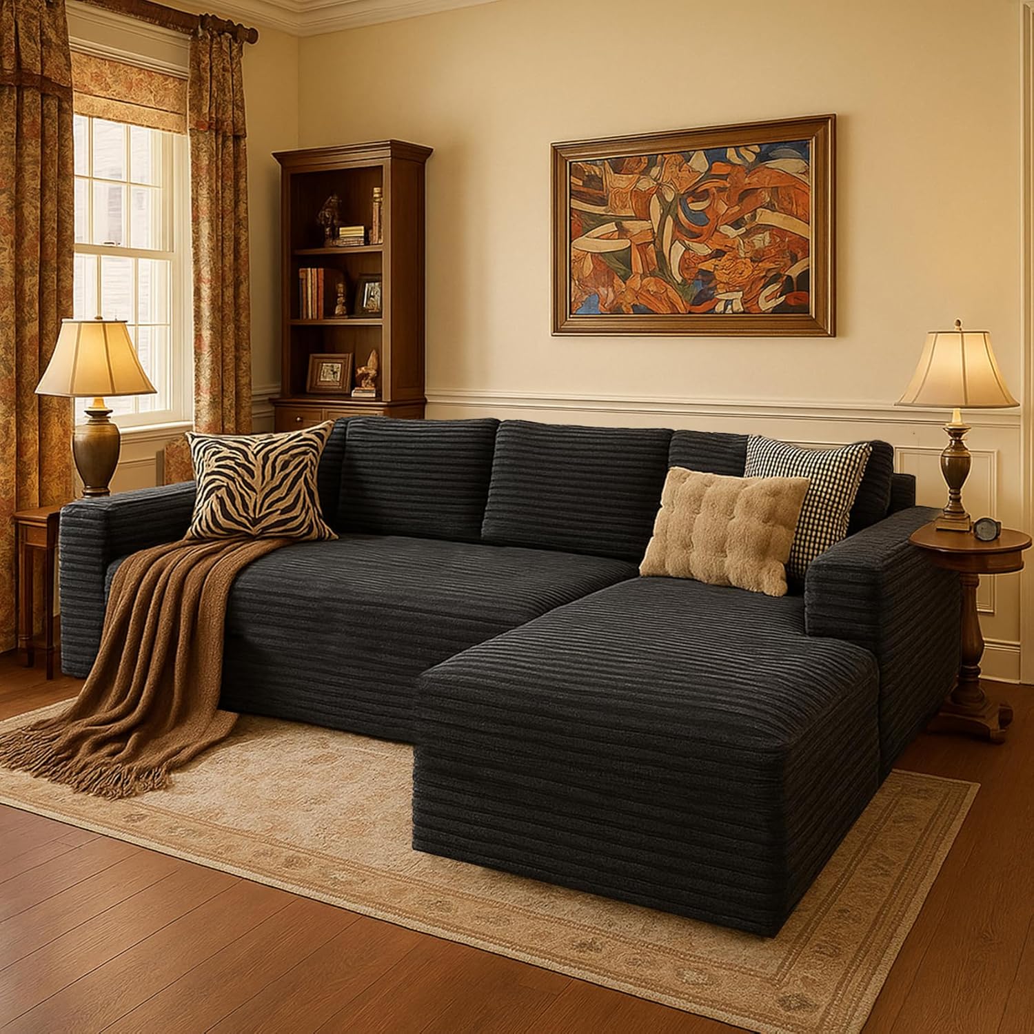 Cloud section sofa and L-shaped recliner modern modular sofa with deep seats wourant