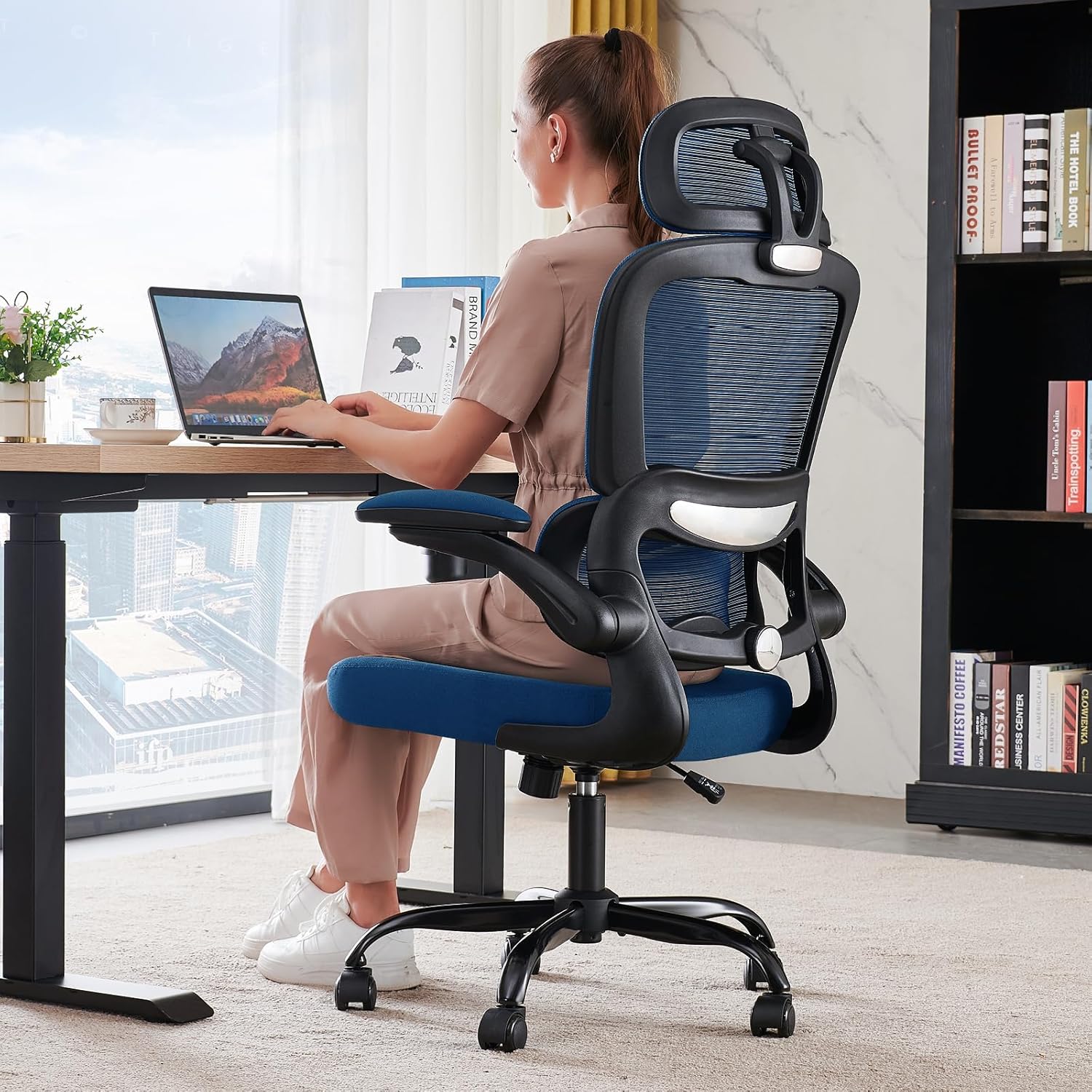 Office Chair Ergonomic Desk Chair, 330 lbs Home Mesh Desk Chair with Wheels, Comfortable Gaming Chair, High Back Office Chair wourant