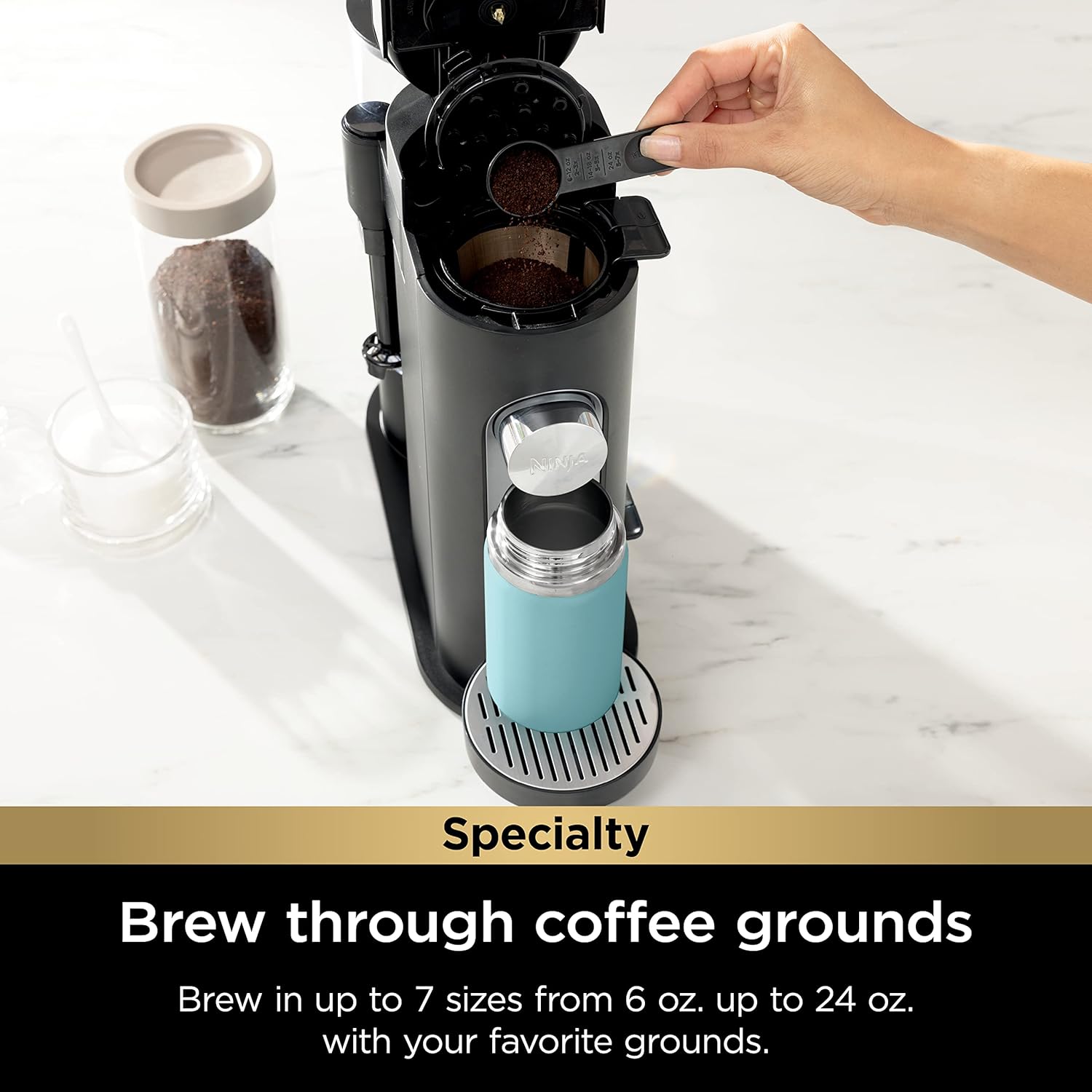 Ninja Pod & Grounds Single-Serve Coffee Maker 56-oz. Reservoir Stone PB051ST wourant