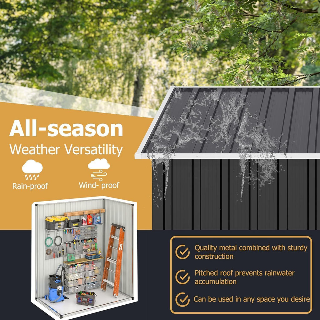 Polar Aurora 8 x 12 FT Outdoor Storage Shed, Metal Garden Shed with Updated Frame Structure, Tool Sheds for Backyard Garden Patio Lawn Black wourant