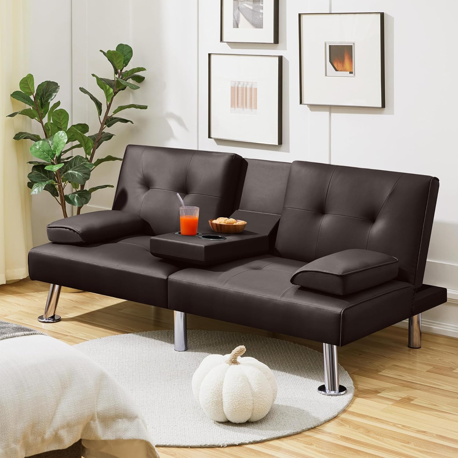 Convertible Sofa Bed Modern Imitation Leather Home Recliner Flip Double Sofa Folding Sofa Bed Guest Bed wourant