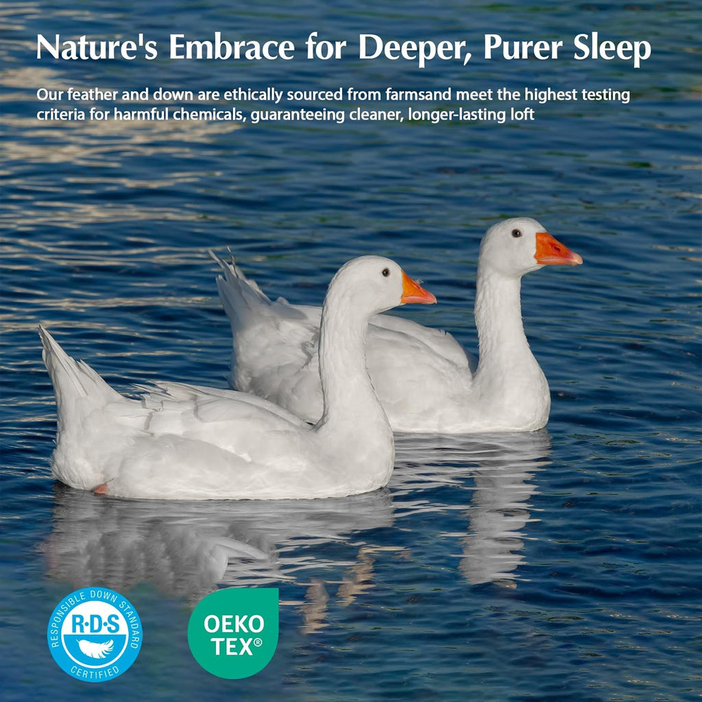 Goose feather duvet queen size, 100% cotton super fluffy white duvet core, soft and breathable wourant