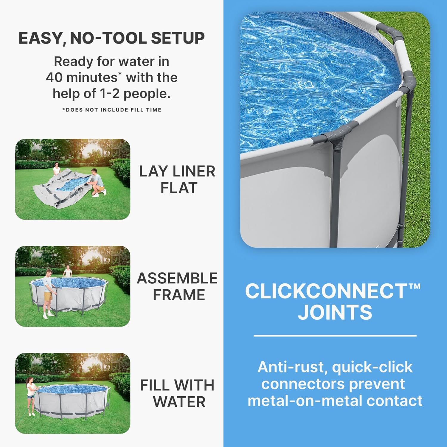 Steel Pro MAX 14 Foot x 48 Inch Round Metal Frame Above Ground Outdoor Swimming Pool Set with 1,000 Filter Pump, Ladder, and Cover, Gray wourant