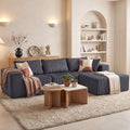DUMOS 108" Boneless Couch, Cloud Sectional Couch with L-Shape Chaise, Modular Sectional Sofa with Deep Seat, Upholstered Couch for Living Room Bedroom, No Assembly Required (Grey, Left Facing Chaise) wourant