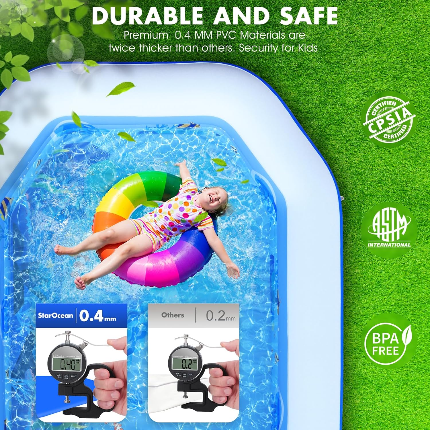Inflatable Pool with Canopy, Large Inflatable Swimming Pool for Kids,Adult, Blow Up Pools with Seats,Backrest.Durable Thickened Inflatable Family Pools for Backyard,118"x75"x22"-Dark Blue woonhhop