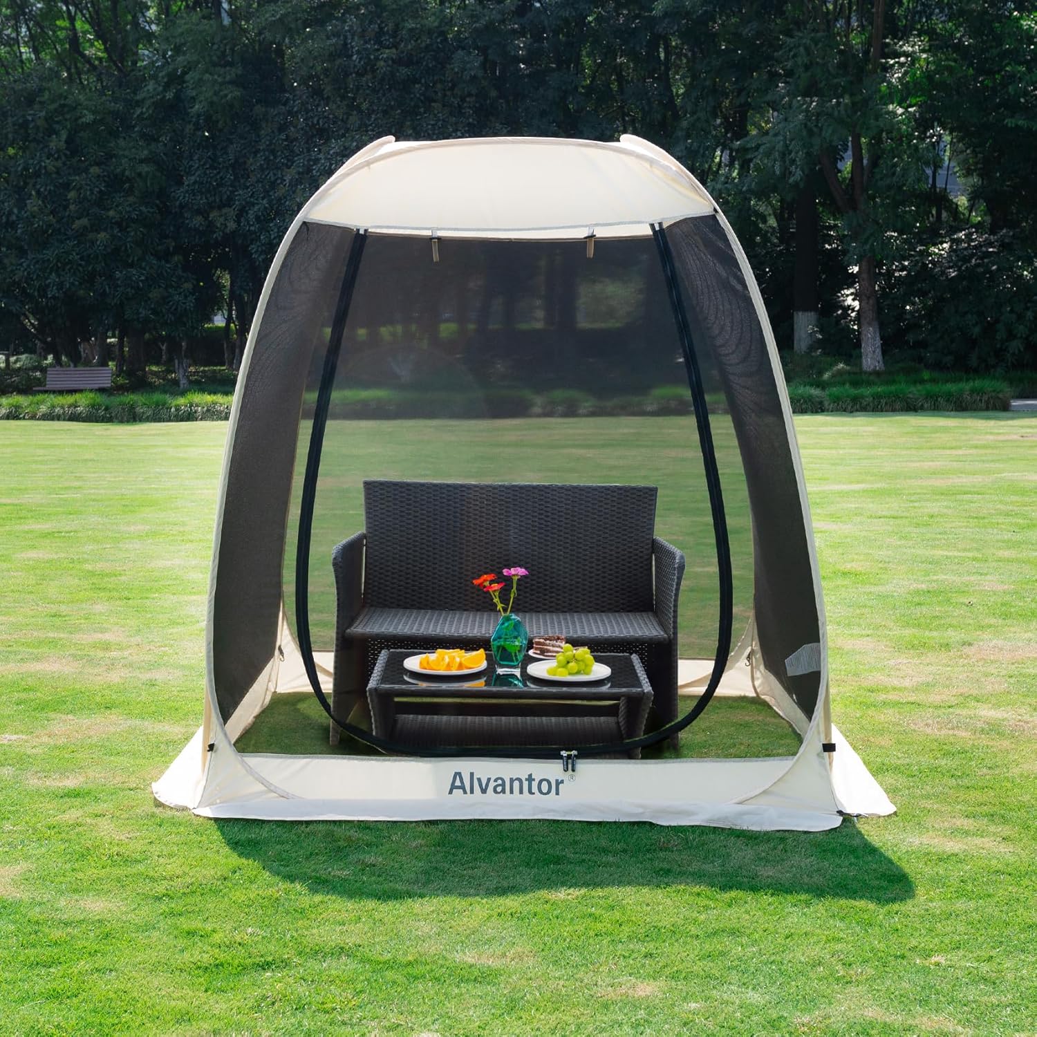 Alvantor Screen House Gazebo, 6-10-15 Person Pop Up Igloo Screened Canopy Tent with Mosquito Netting Sides, Instant UV Resistant Sun Shelter for Garden, Patio, Backyard wourant