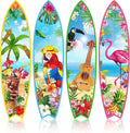 Blulu 4 Pcs Surfboard Wall Decor Surfboard Wall Hanging Sign Wooden Beach Decoration Summer Theme Decor Hawaiian Luau Party Decoration for Home Bar Aloha Tropical Birthday Party(Tiki) wourant