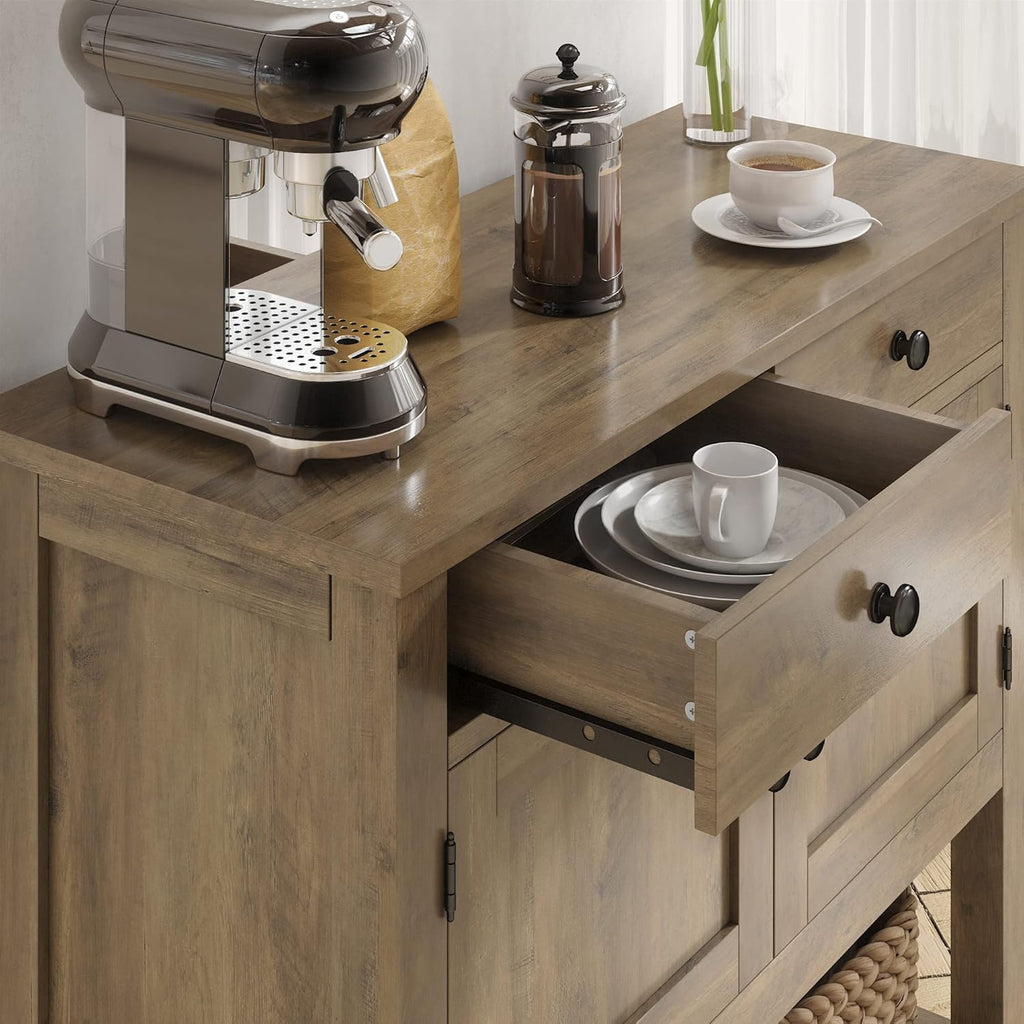 Farmhouse style console table coffee bar, entry table with storage rack, sofa table buffet sideboard wourant
