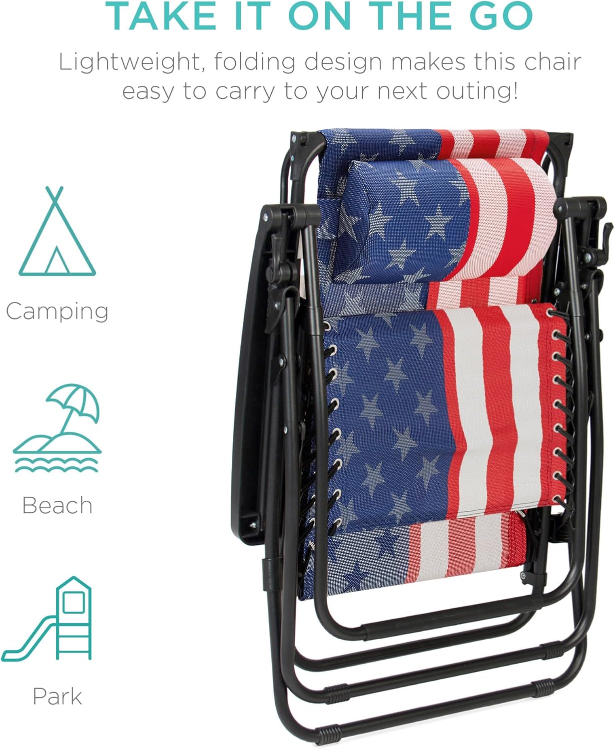 Best Choice Products Folding Zero Gravity Outdoor Recliner Patio Lounge Chair w/Adjustable Canopy Shade, Headrest, Side Accessory Tray, Textilene Mesh - Peacock Blue wourant