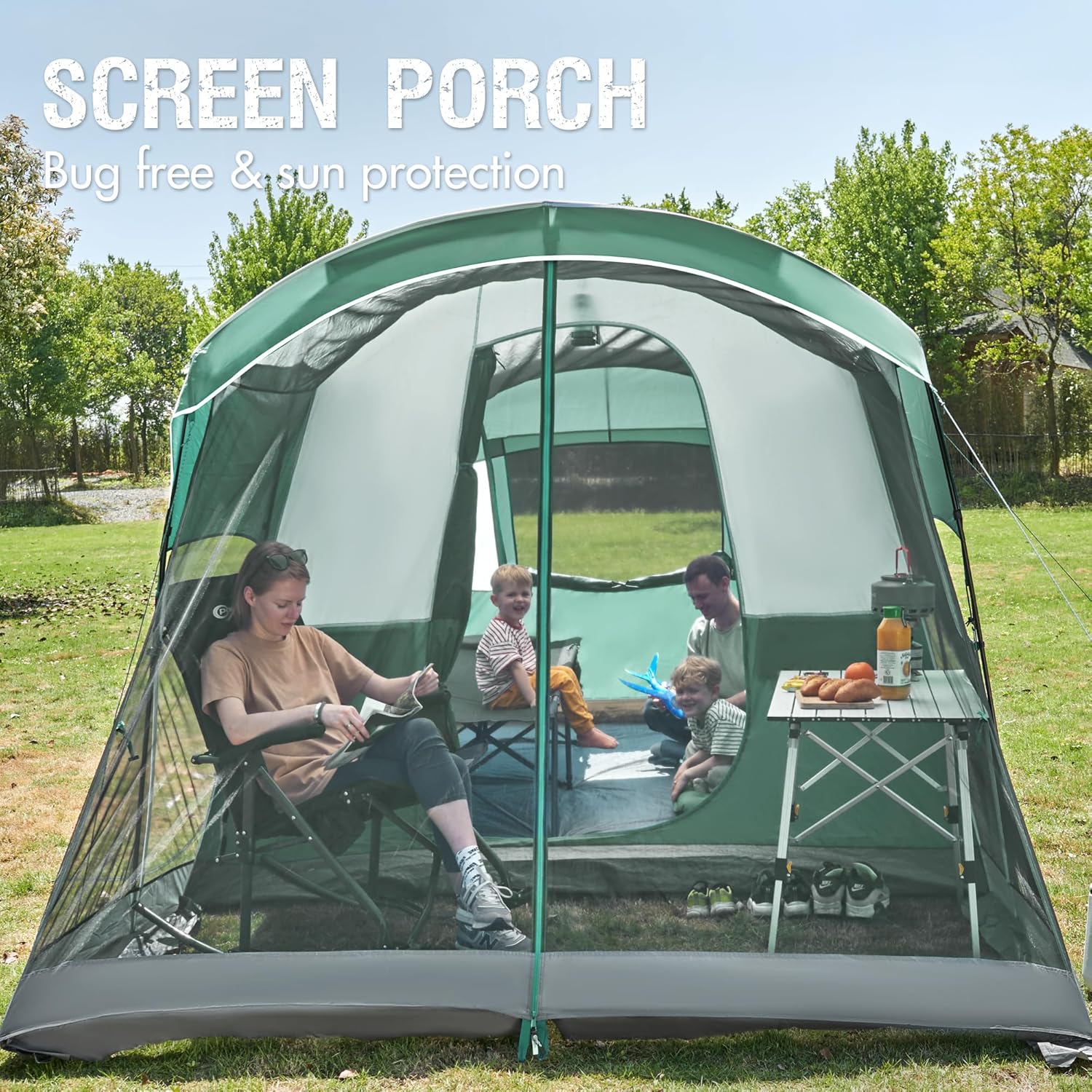 PORTAL 6/8/10 Person Family Camping Tent with Screen Room, Water Resistant Big Tunnel Tent with Rainfly, Large Family Tent for Outdoor Camping, Party wourant